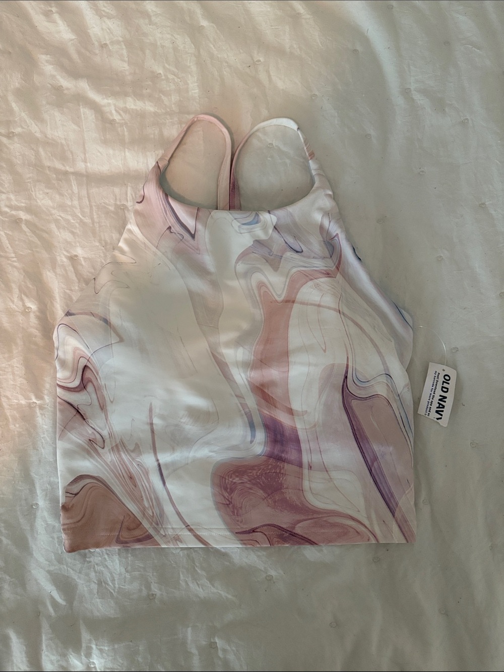 Old Navy Pink and Lavender Marble-Print Crop Tank